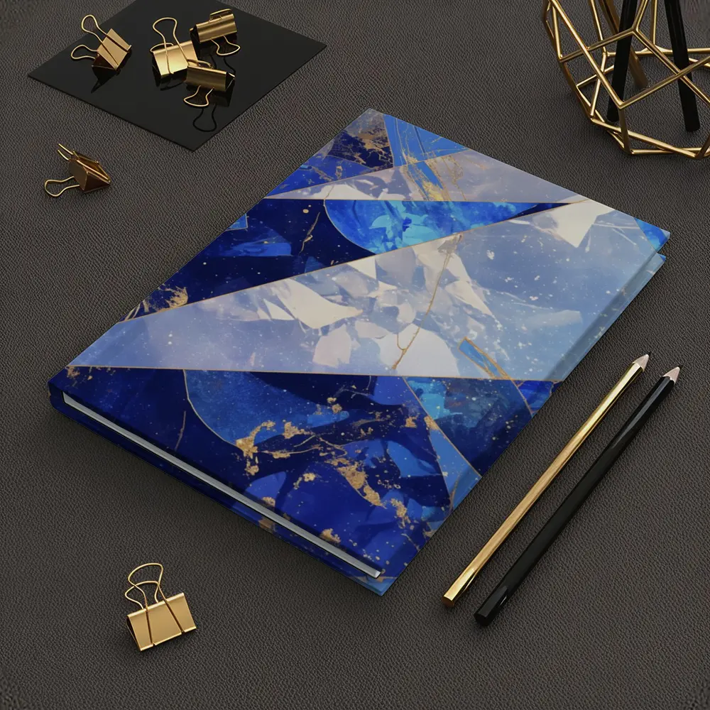 Blue Marble Abstract Geometric Gold Art – Notebooks