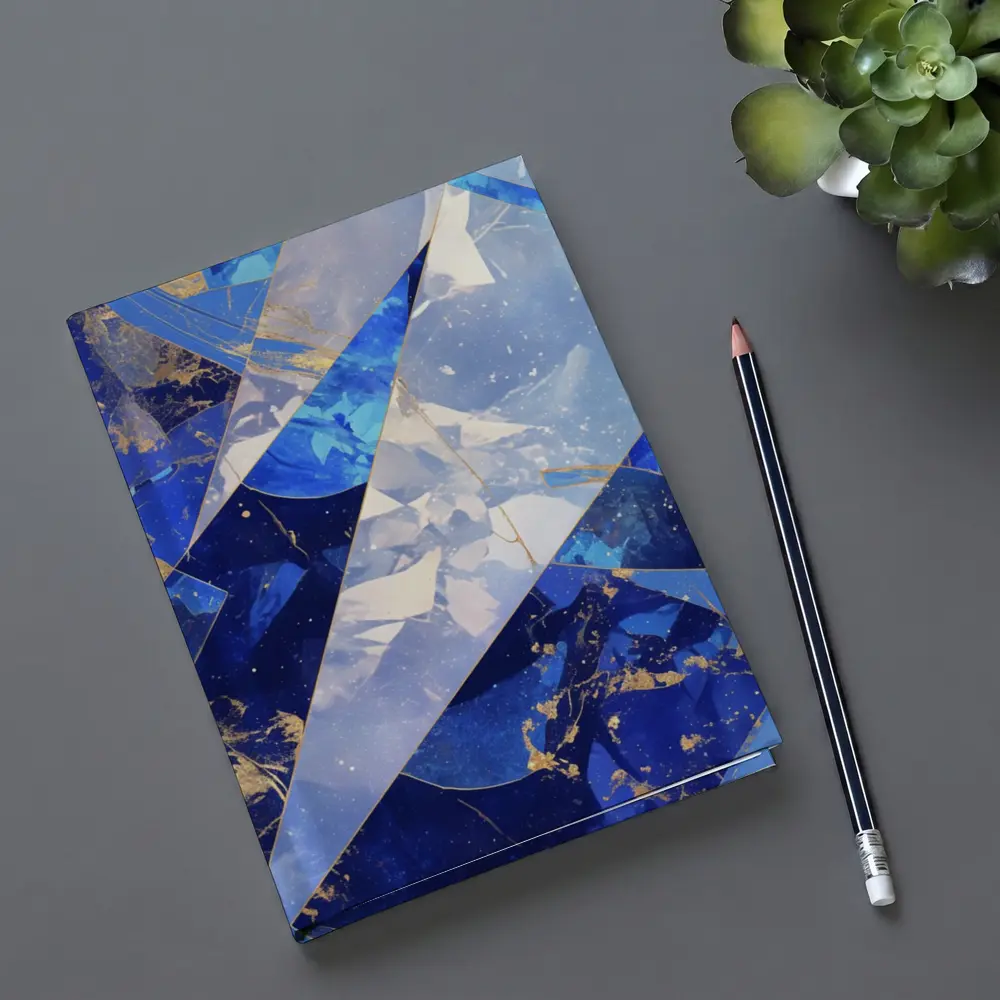 Blue Marble Abstract Geometric Gold Art – Notebooks