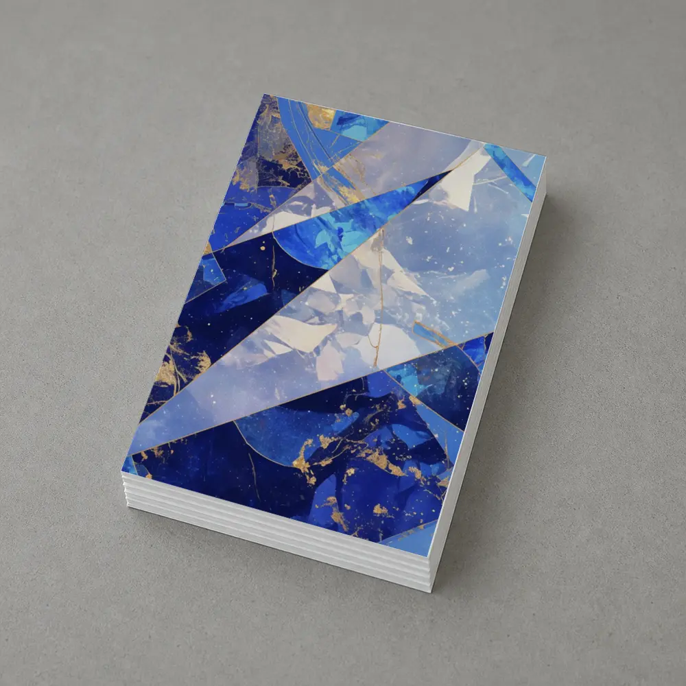Blue Marble Abstract Geometric Gold Art – Postcards