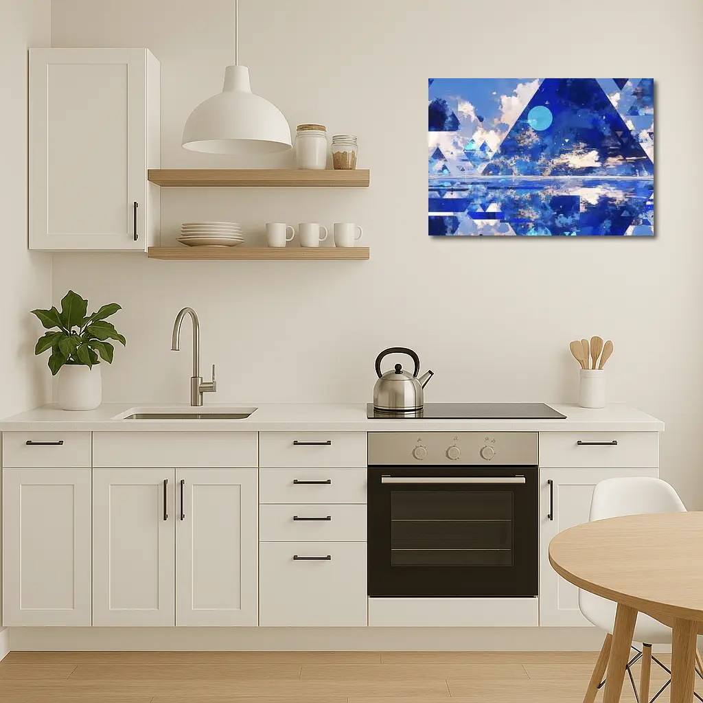 Blue Abstract Geometric Sky Triangle Art – Wall Art