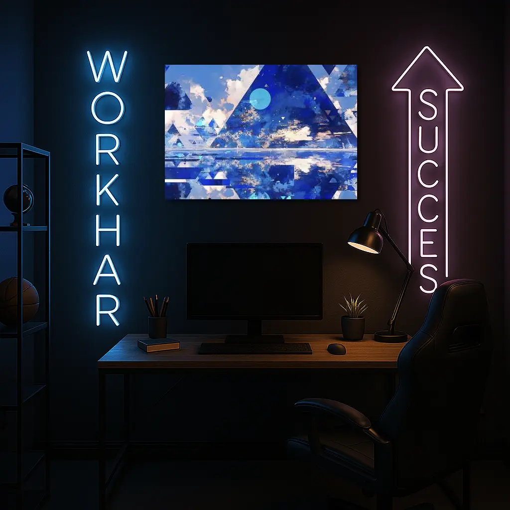 Blue Abstract Geometric Sky Triangle Art – Wall Art