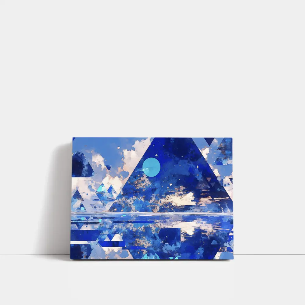 Blue Abstract Geometric Sky Triangle Art – Wall Art