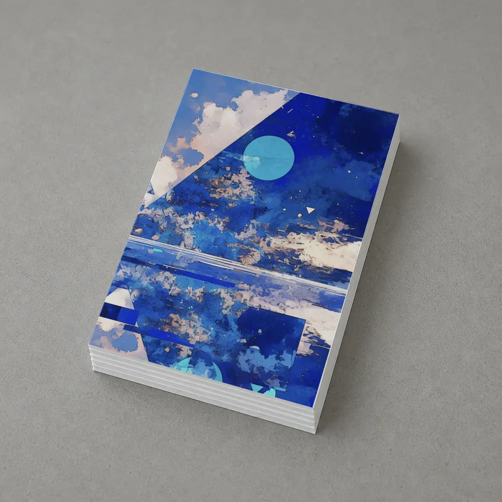 Blue Abstract Geometric Sky Triangle Art – Postcards