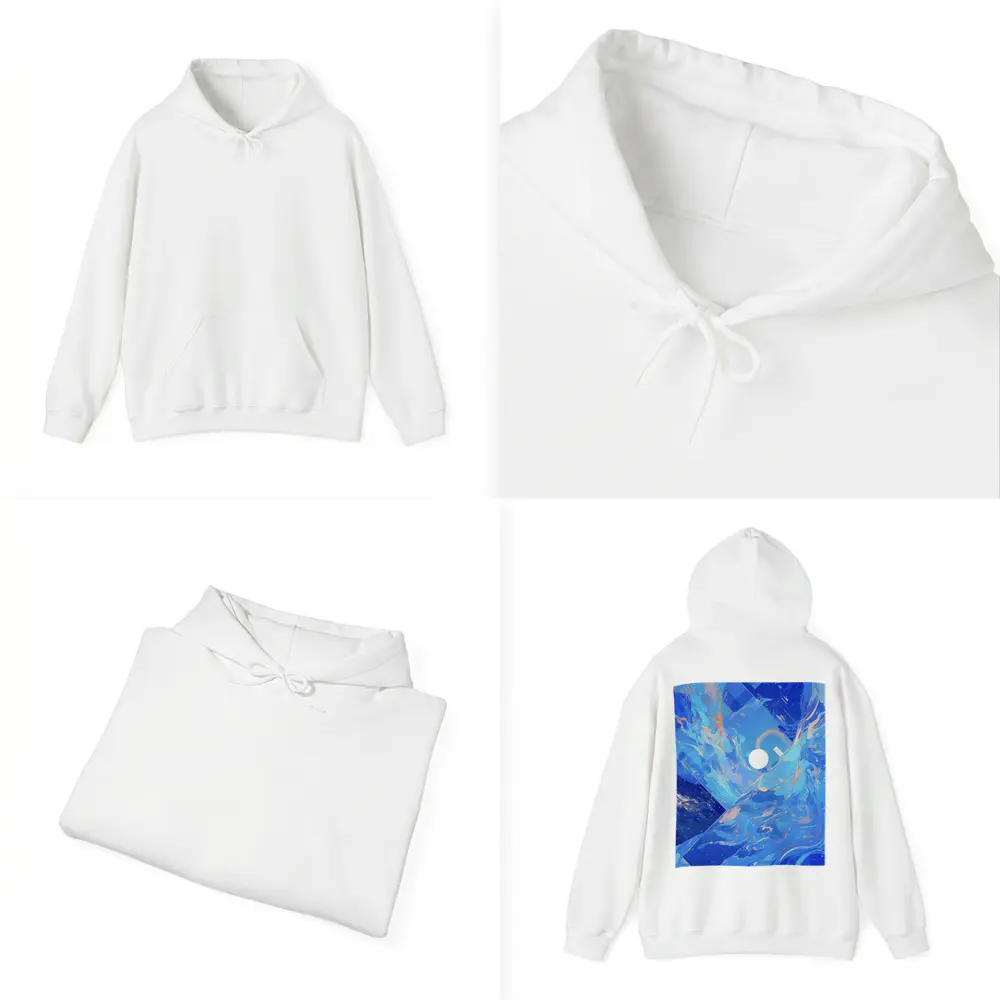 Blue Abstract Art Swirling Geometric Fluid Design – Hoodies