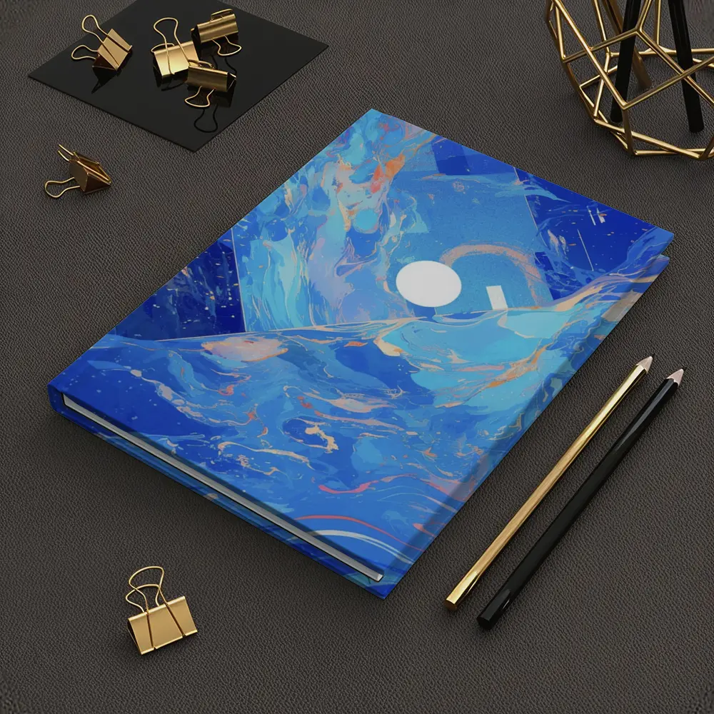 Blue Abstract Art Swirling Geometric Fluid Design – Notebooks