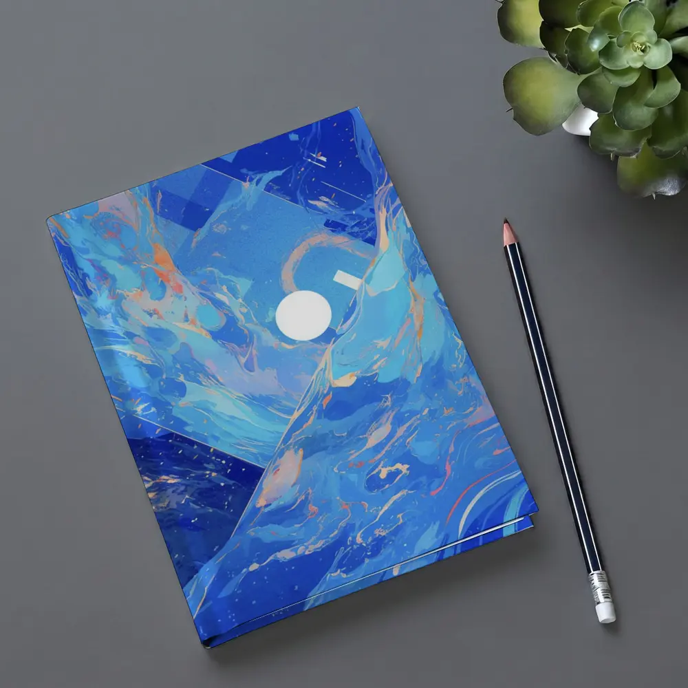Blue Abstract Art Swirling Geometric Fluid Design – Notebooks