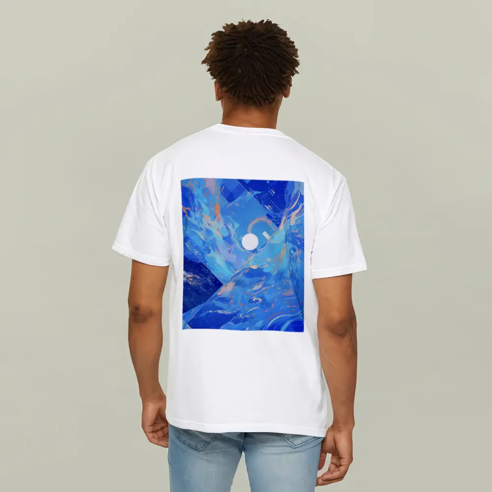Blue Abstract Art Swirling Geometric Fluid Design – T-Shirts
