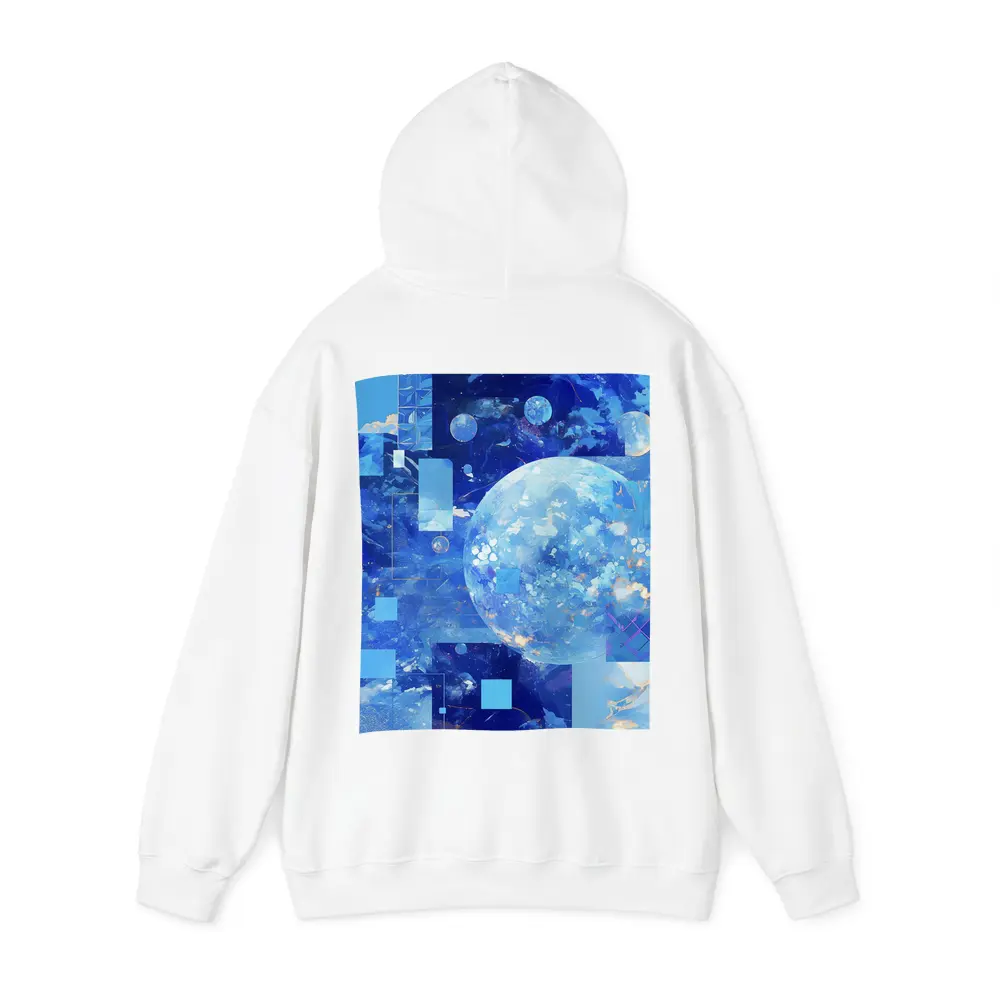 Blue Abstract Sky Planet Geometric Collage Art – Hoodies