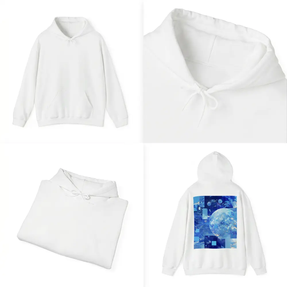 Blue Abstract Sky Planet Geometric Collage Art – Hoodies