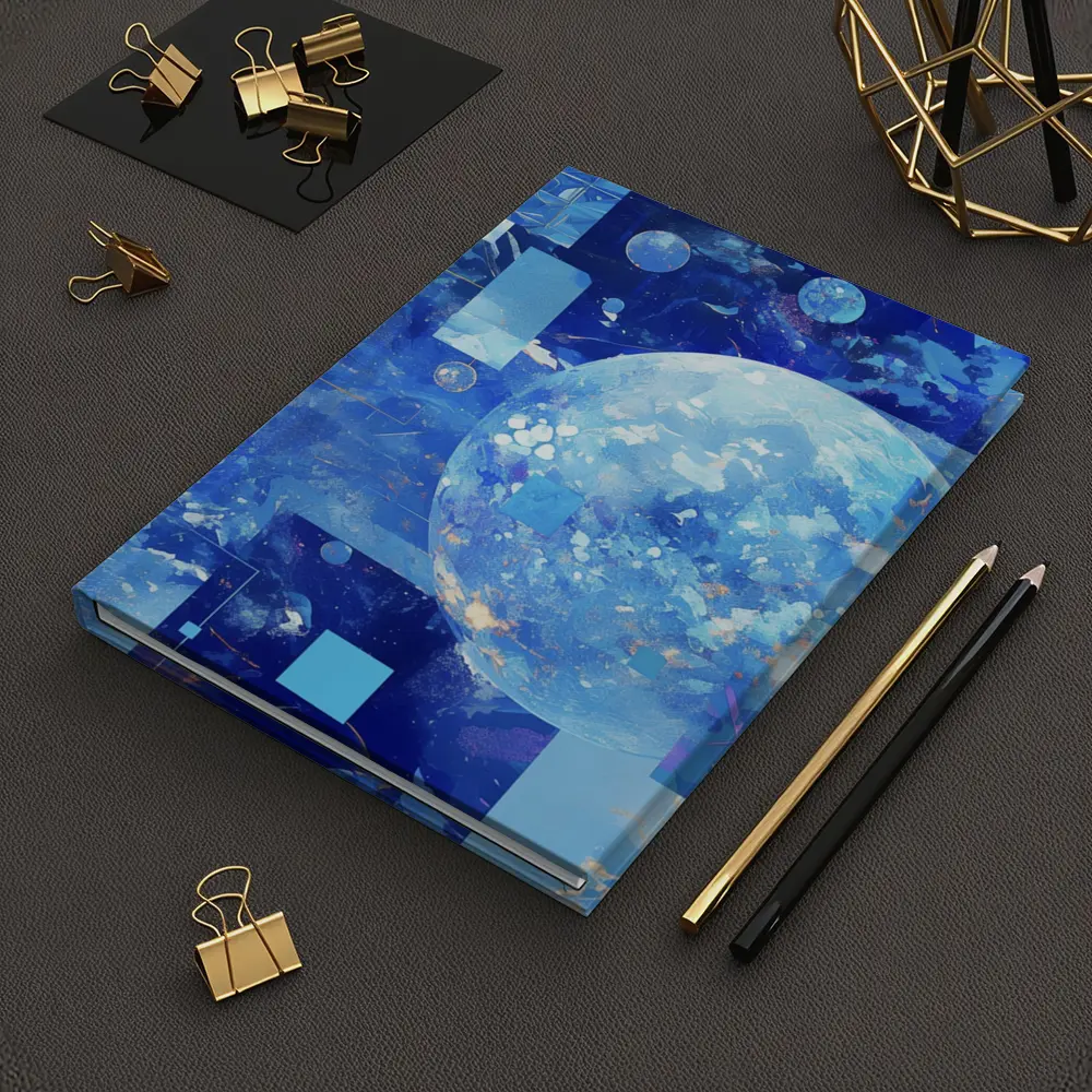 Blue Abstract Sky Planet Geometric Collage Art – Notebooks