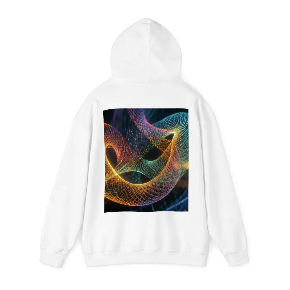 Glowing Geometric Wave Forms Dark Background – Hoodies