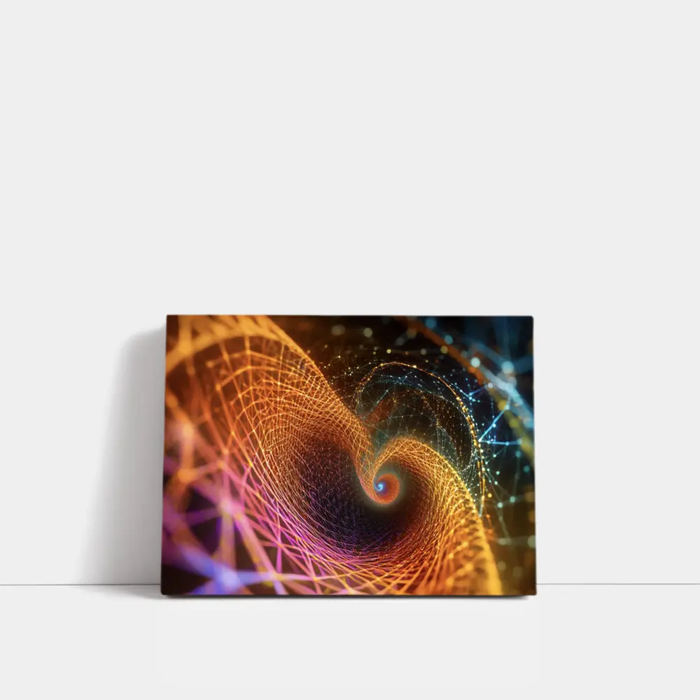Golden Spiral Abstract Digital Art Dark Background – Wall Art