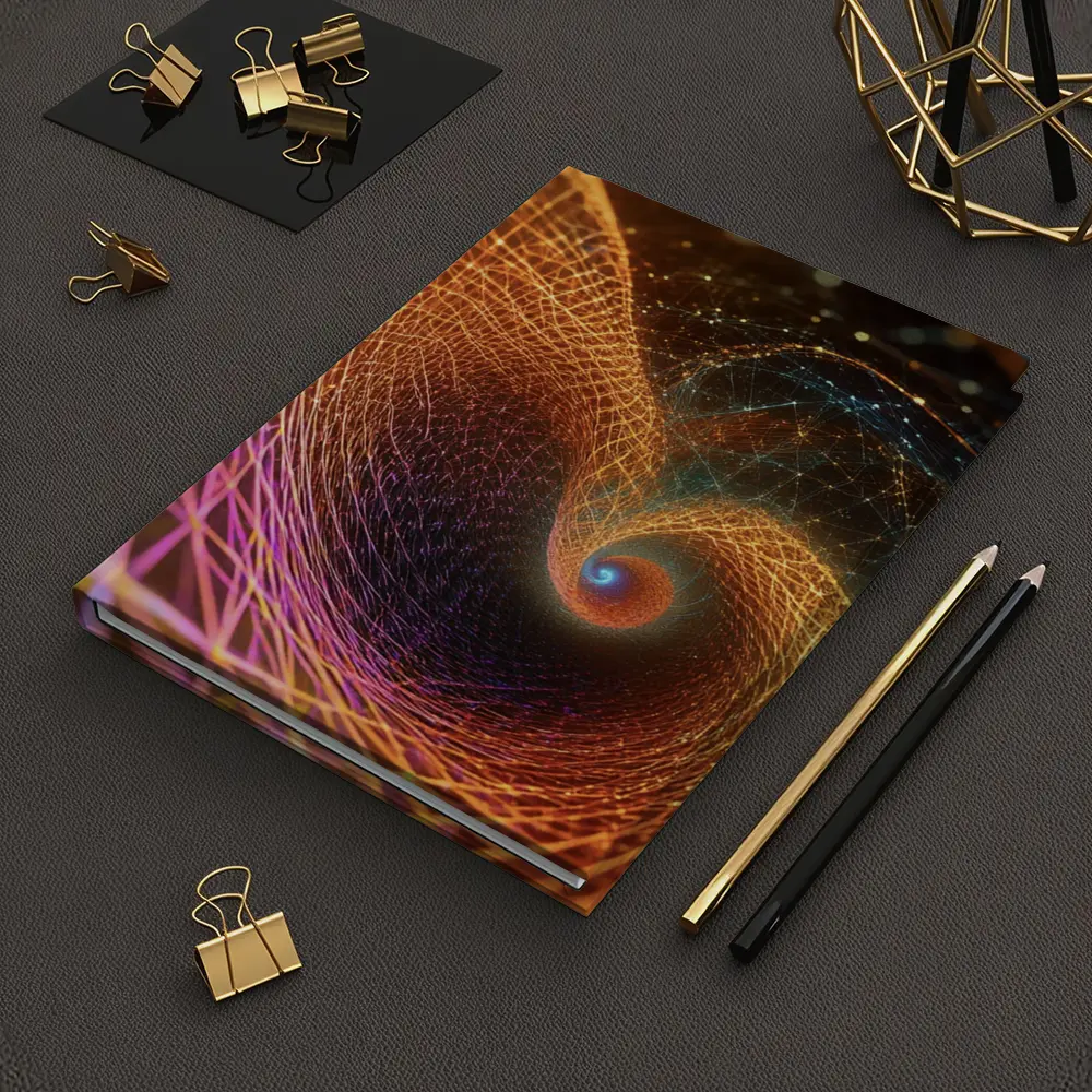 Golden Spiral Abstract Digital Art Dark Background – Notebooks