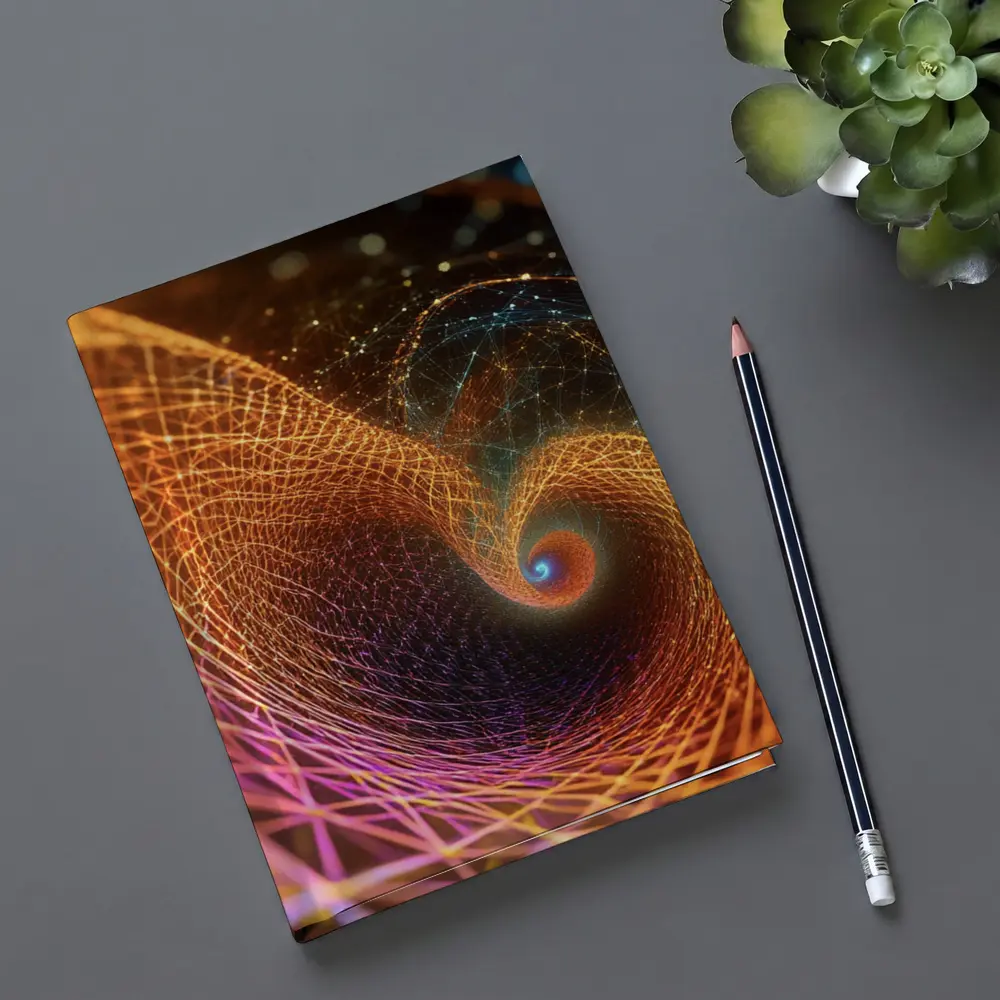 Golden Spiral Abstract Digital Art Dark Background – Notebooks
