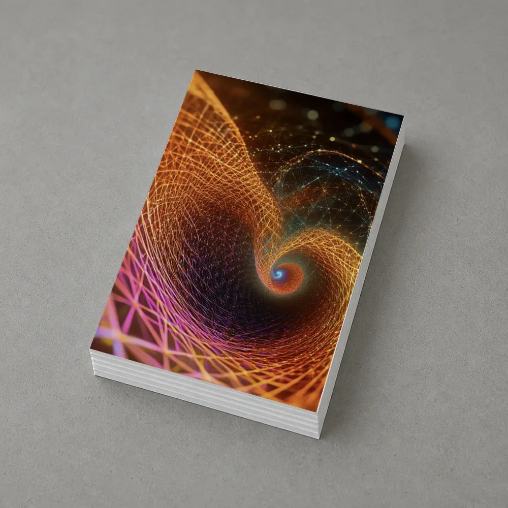 Golden Spiral Abstract Digital Art Dark Background – Postcards