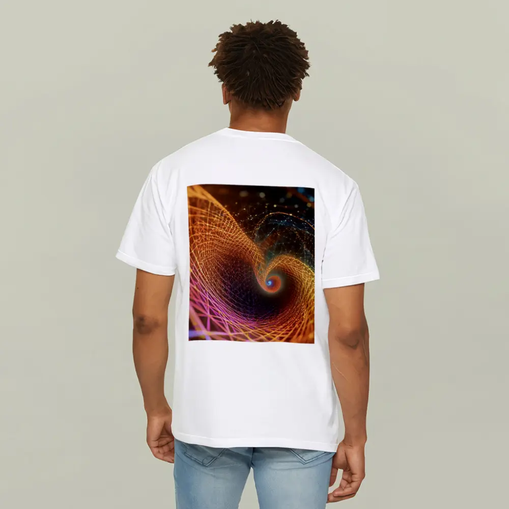 Golden Spiral Abstract Digital Art Dark Background – T-Shirts