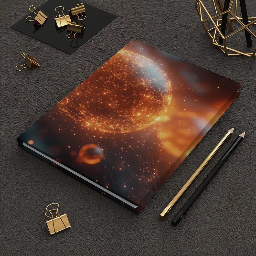 Glowing Orange Energy Sphere Space Network – Notebooks