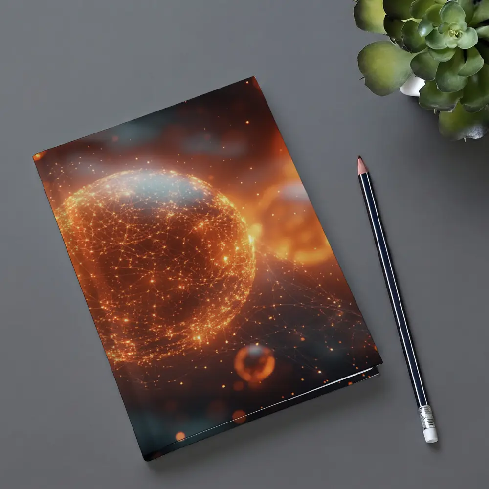 Glowing Orange Energy Sphere Space Network – Notebooks
