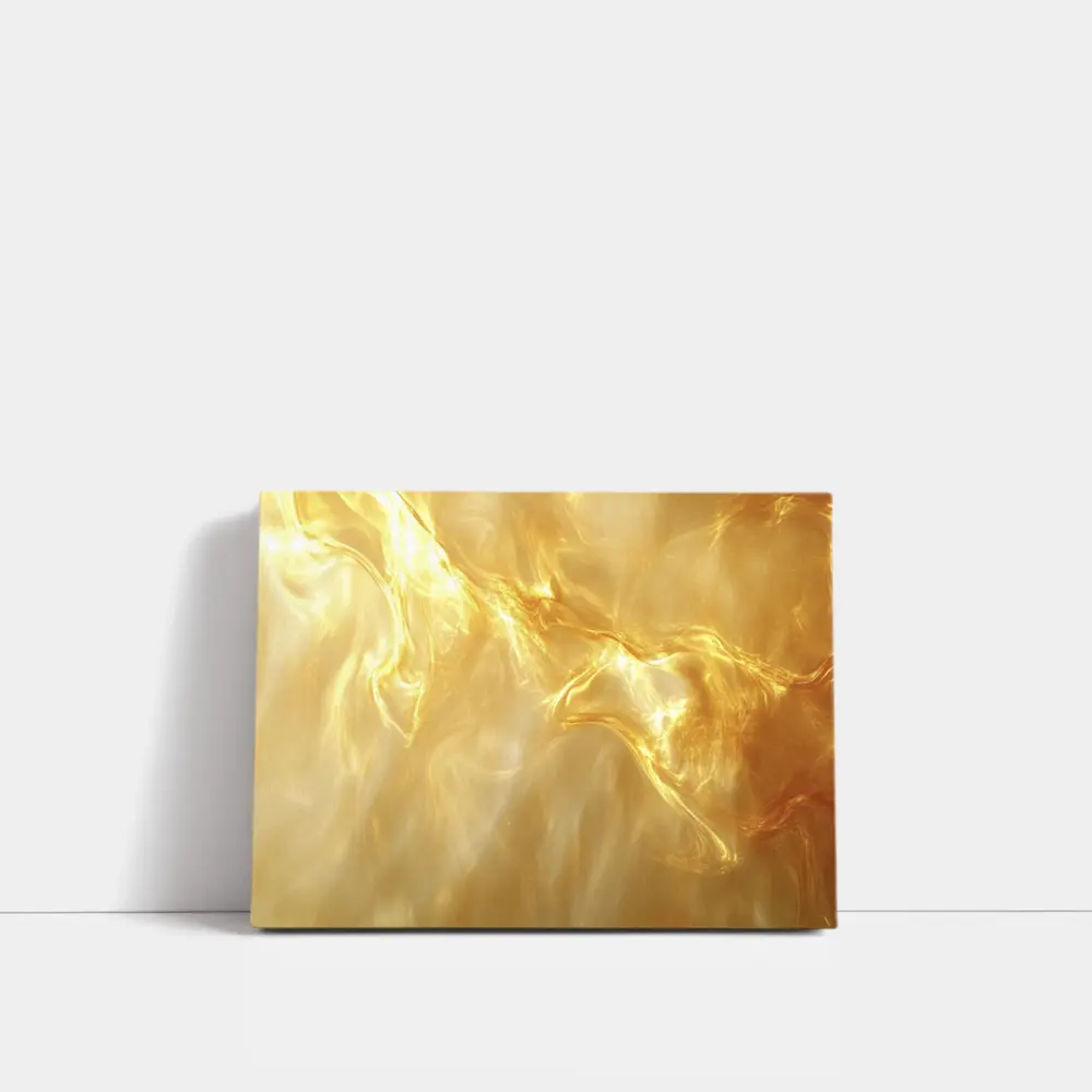 Golden Fluid Abstract Swirling Light Art – Wall Art