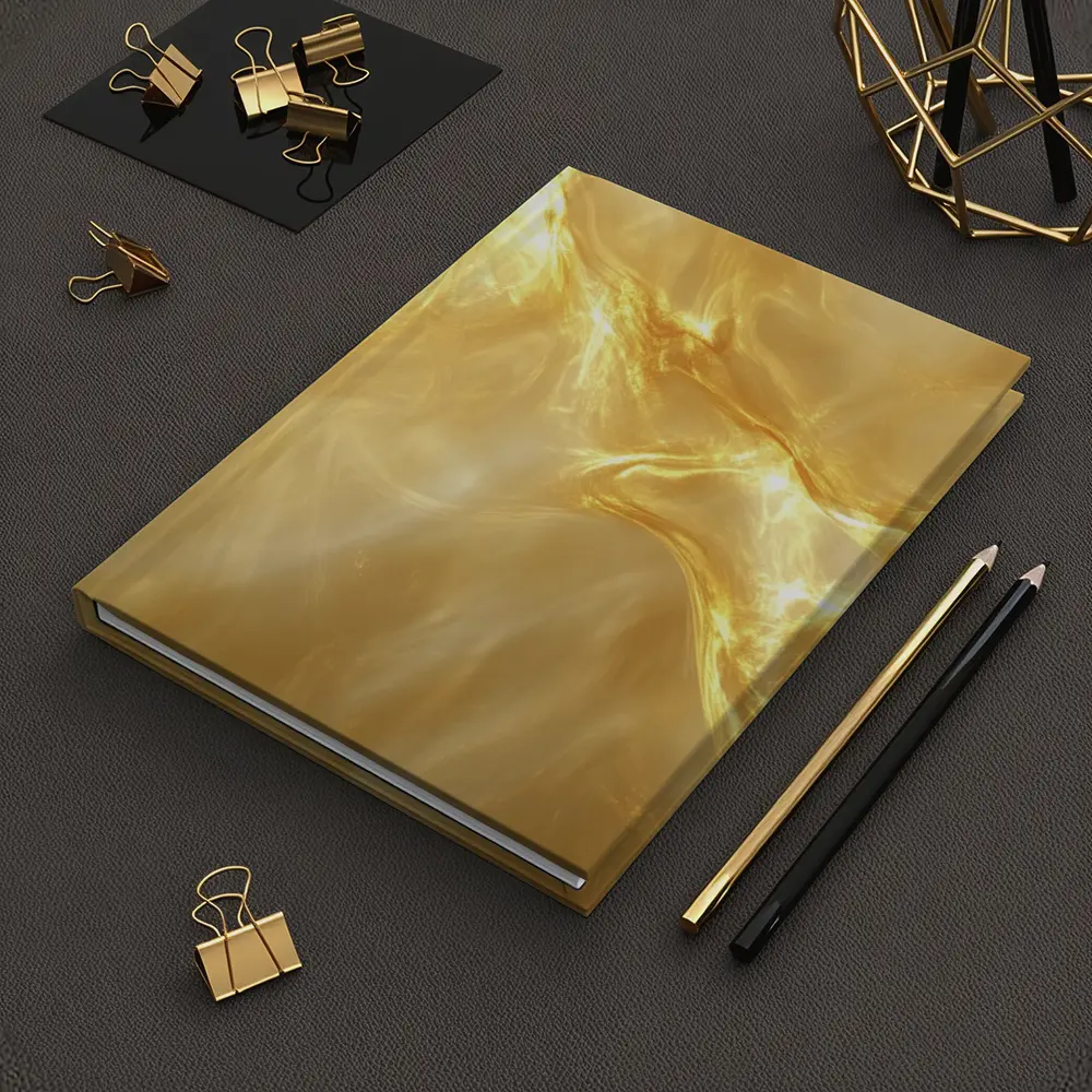 Golden Fluid Abstract Swirling Light Art – Notebooks