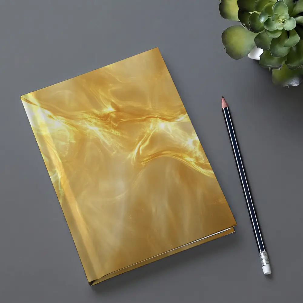 Golden Fluid Abstract Swirling Light Art – Notebooks
