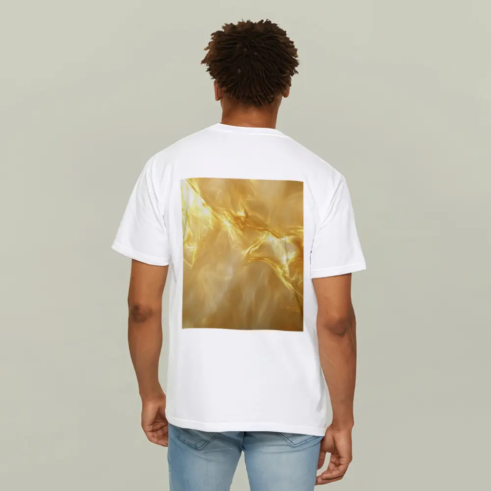 Golden Fluid Abstract Swirling Light Art – T-Shirts