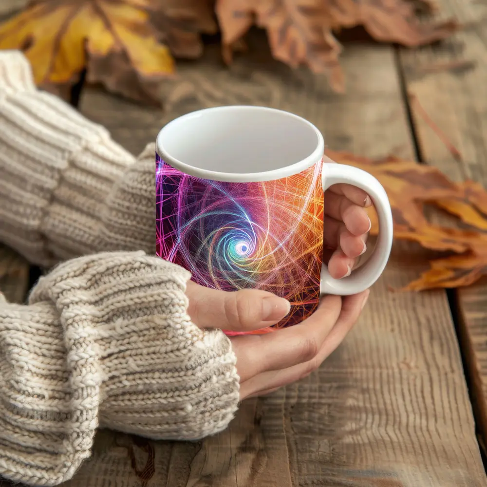 Colorful Spiral Light Trails Abstract Art – Mugs