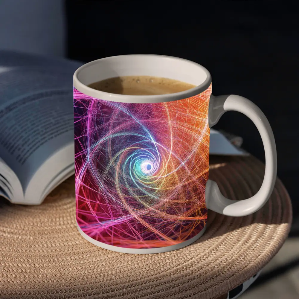 Colorful Spiral Light Trails Abstract Art – Mugs
