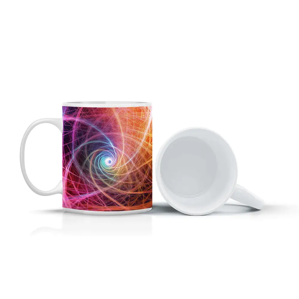 Colorful Spiral Light Trails Abstract Art – Mugs