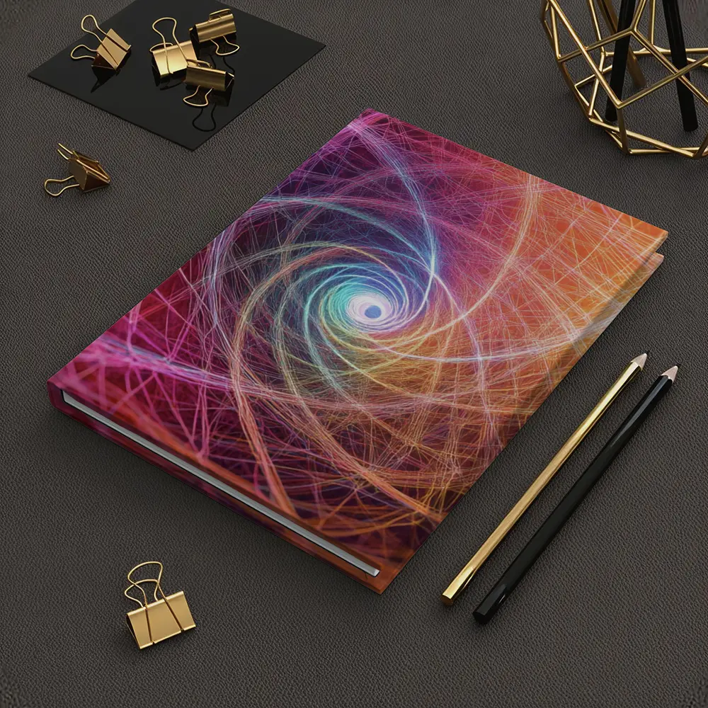 Colorful Spiral Light Trails Abstract Art – Notebooks