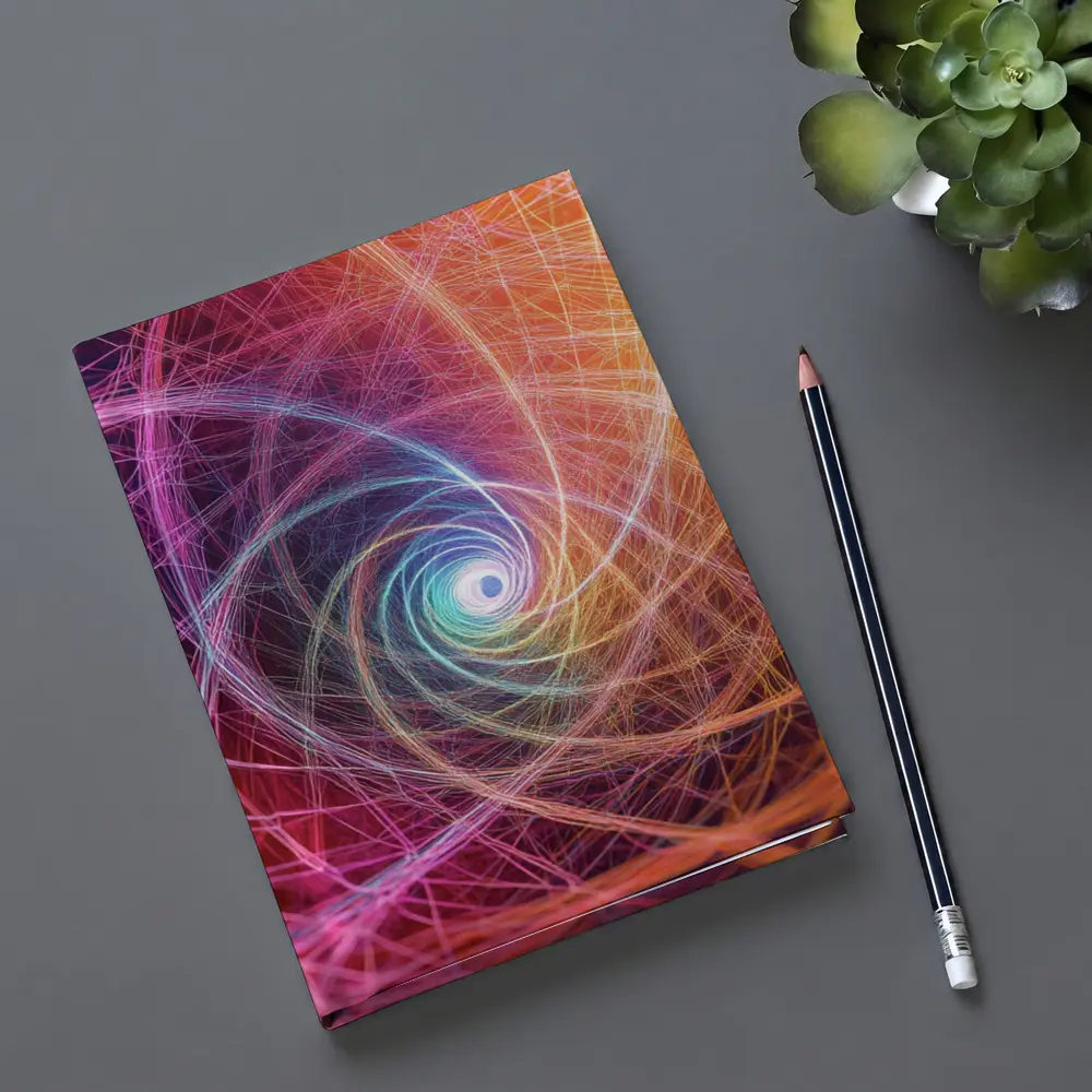 Colorful Spiral Light Trails Abstract Art – Notebooks