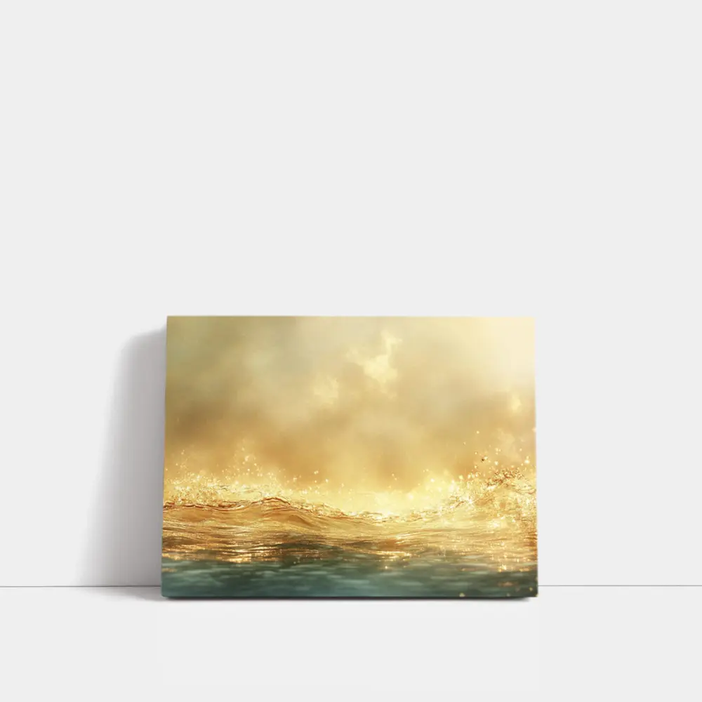 Golden Ocean Wave Misty Sky Art – Wall Art