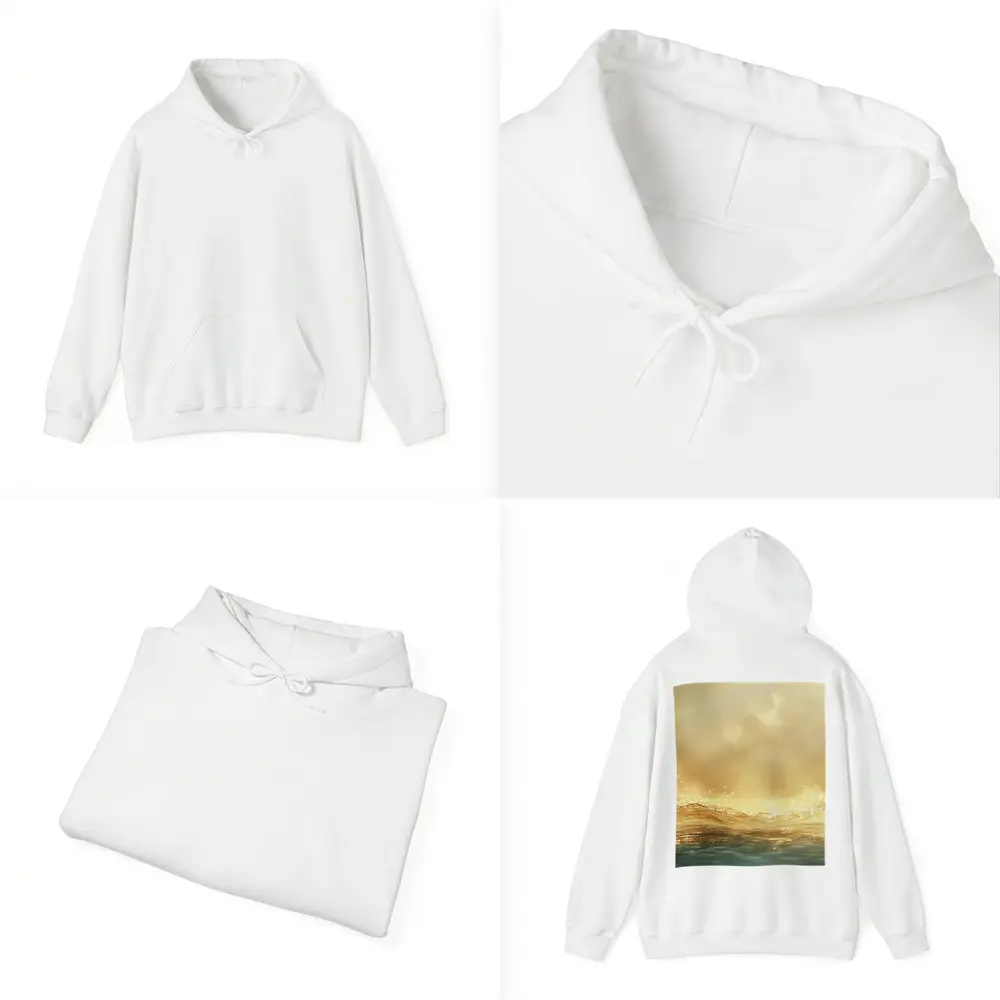 Golden Ocean Wave Misty Sky Art – Hoodies