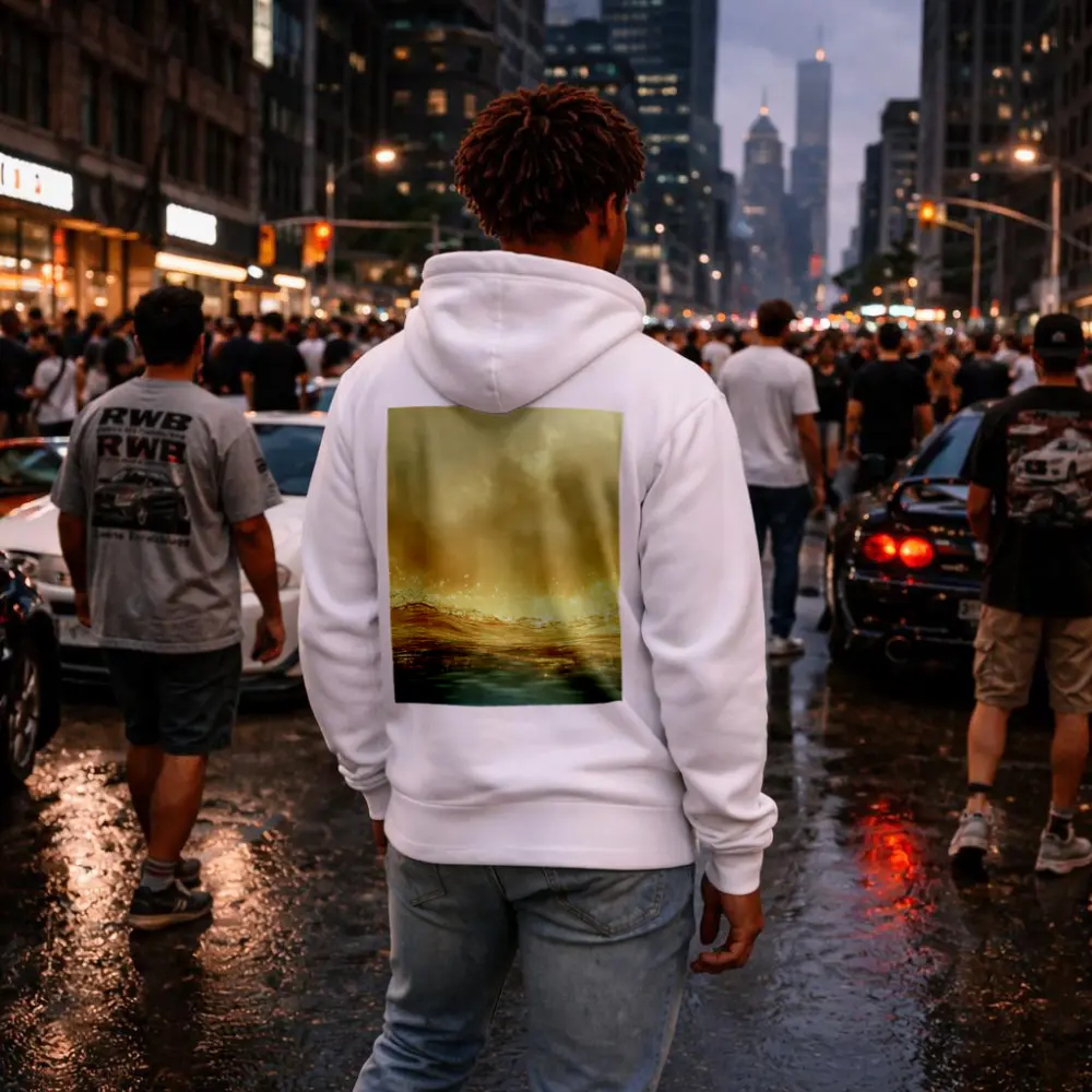 Golden Ocean Wave Misty Sky Art – Hoodies