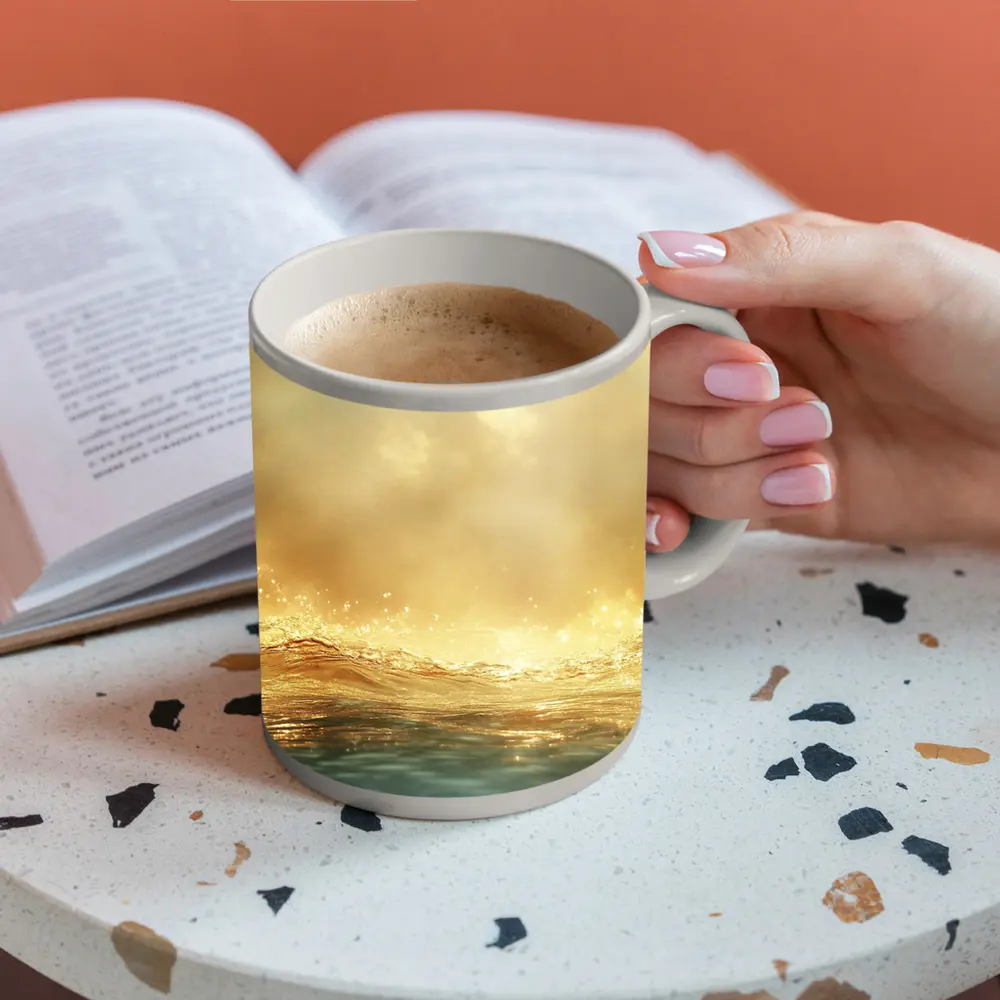 Golden Ocean Wave Misty Sky Art – Mugs