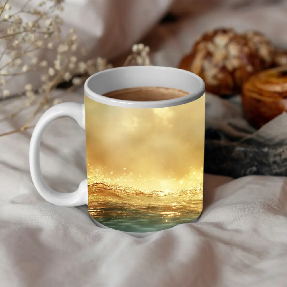 Golden Ocean Wave Misty Sky Art – Mugs