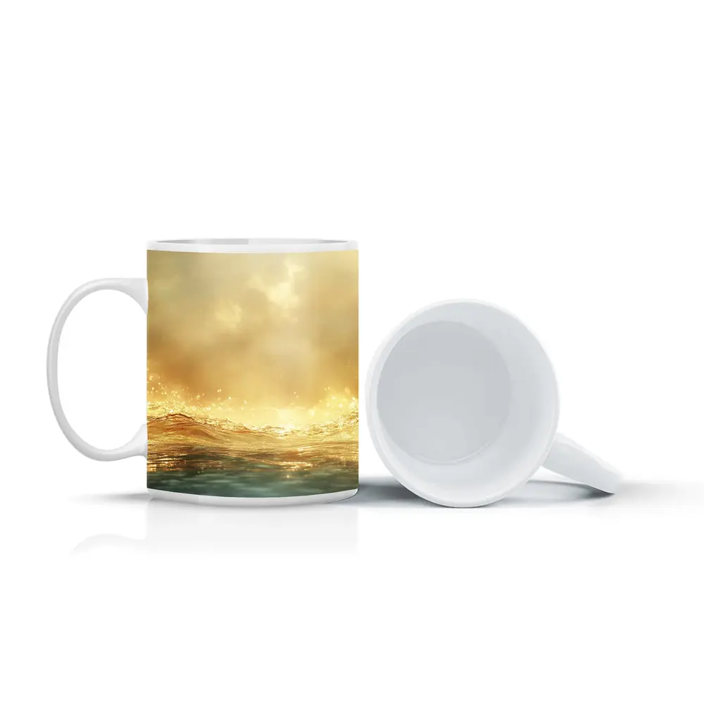 Golden Ocean Wave Misty Sky Art – Mugs