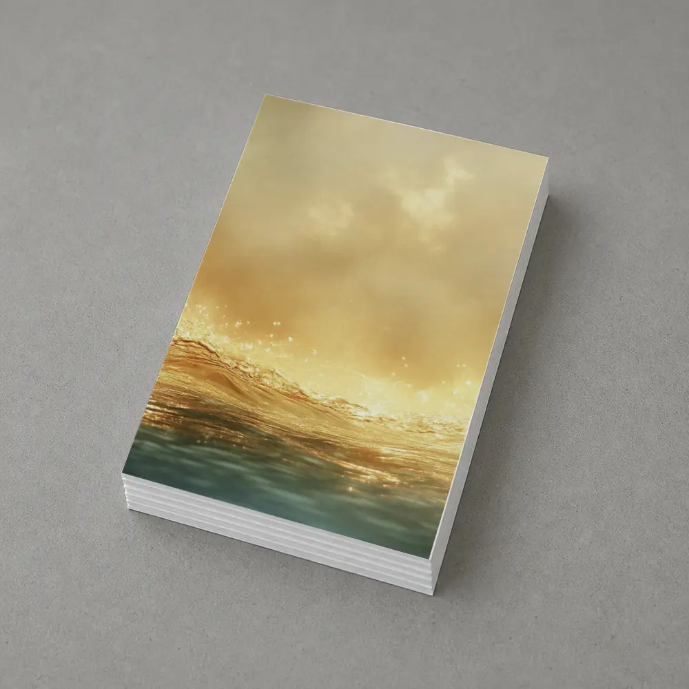 Golden Ocean Wave Misty Sky Art – Postcards