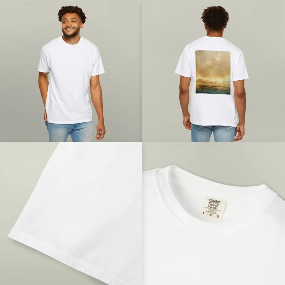 Golden Ocean Wave Misty Sky Art – T-Shirts