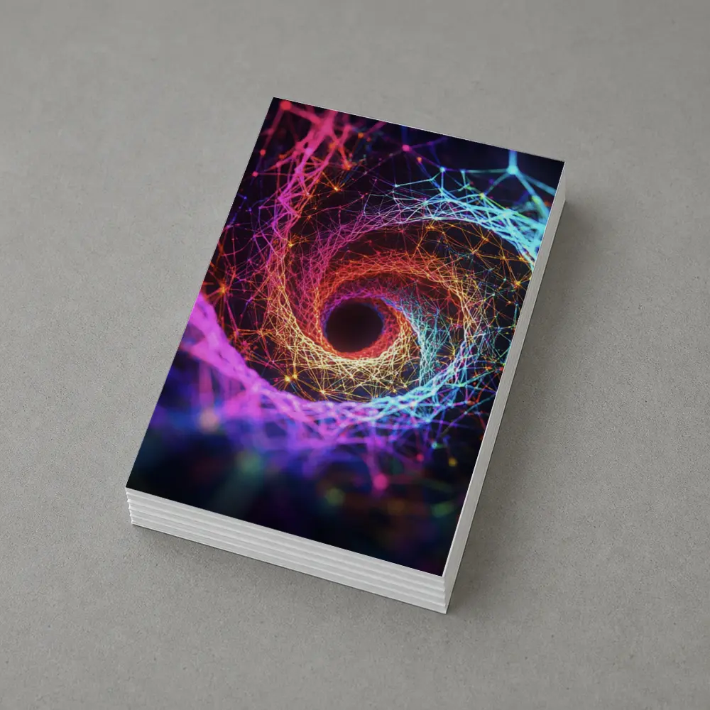 Neon Spiral Vortex Geometric Abstract Dark Background – Postcards