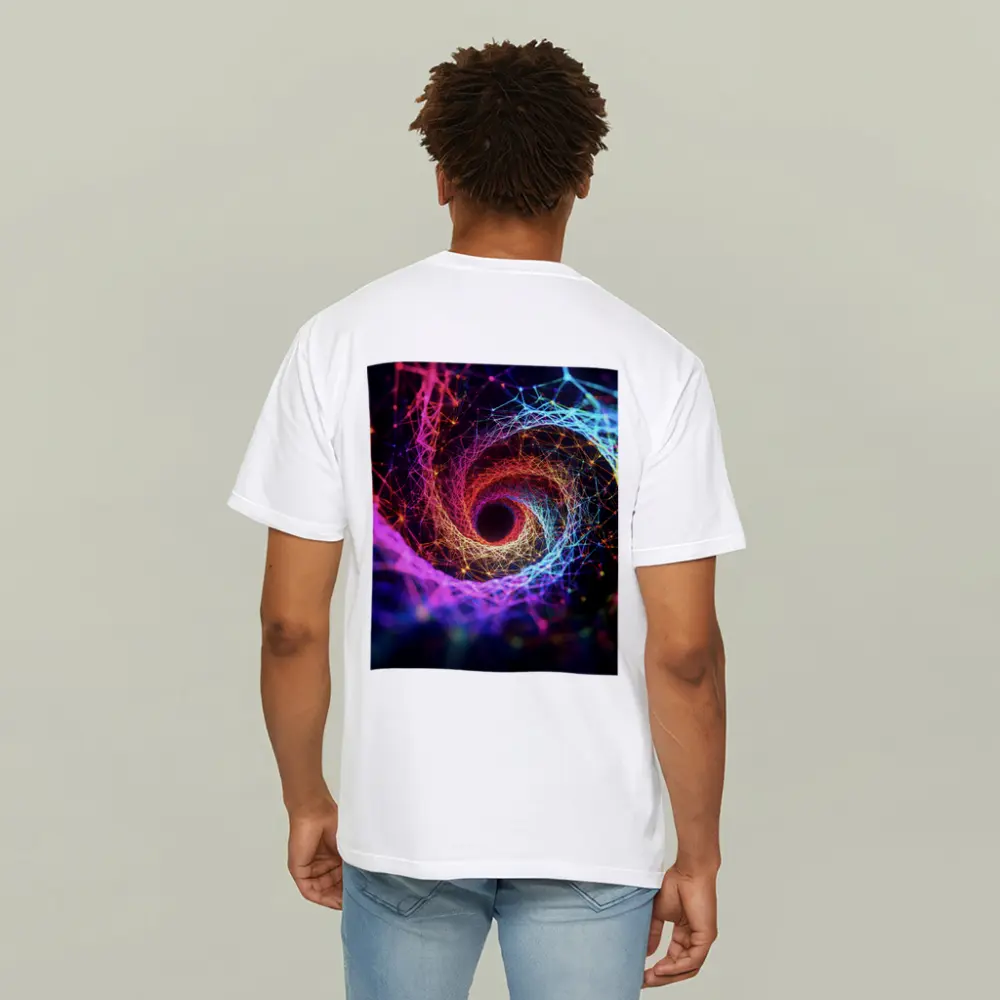 Neon Spiral Vortex Geometric Abstract Dark Background – T-Shirts