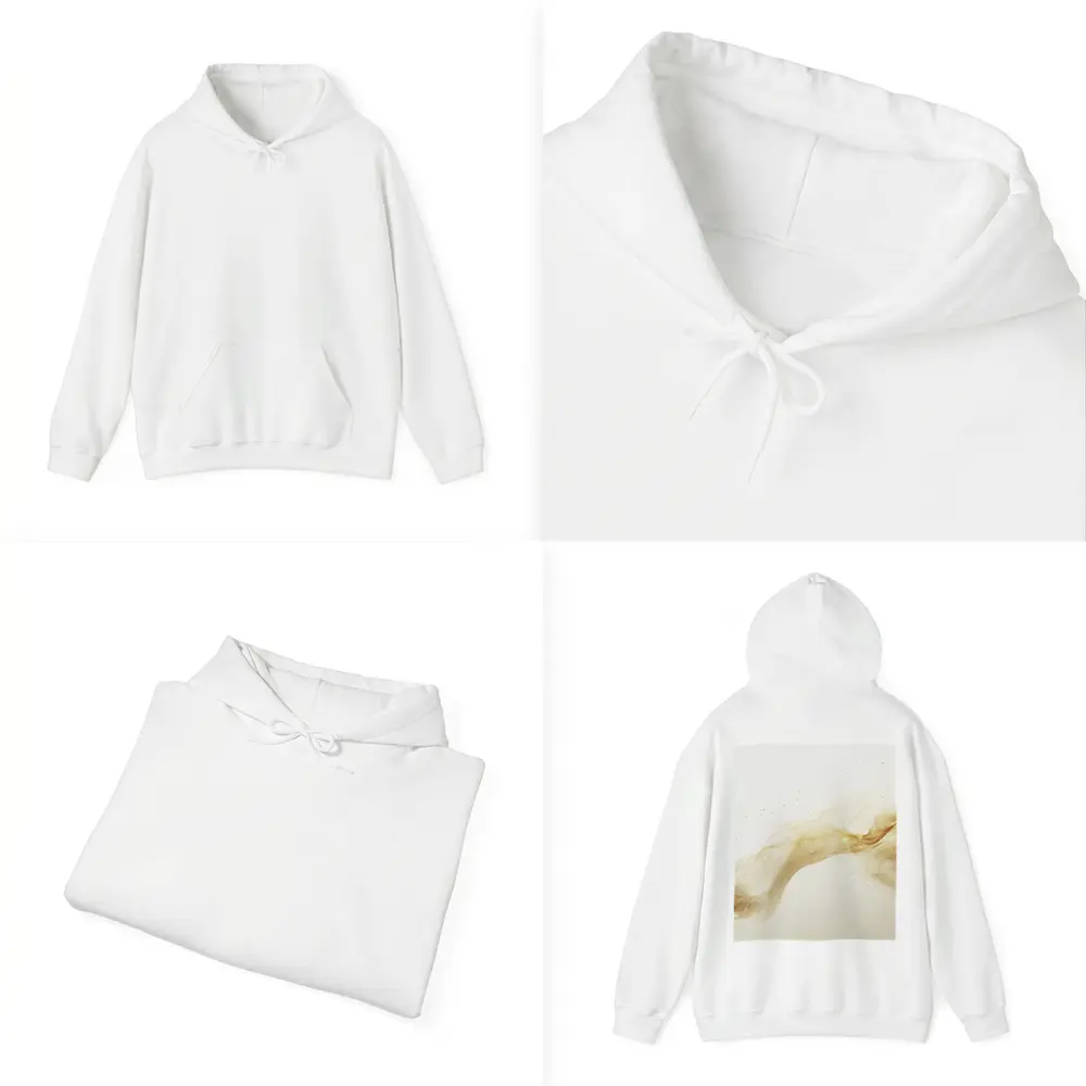 Gold Smoke Wave Abstract White Background – Hoodies