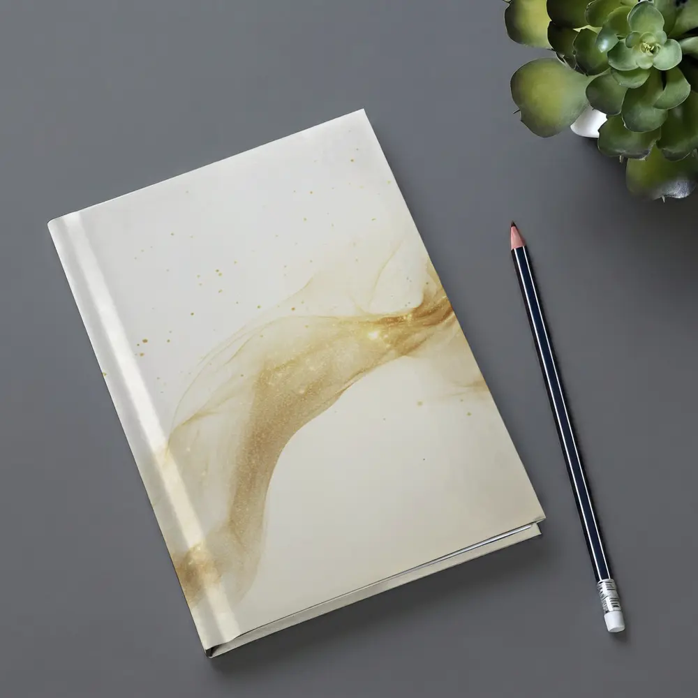 Gold Smoke Wave Abstract White Background – Notebooks