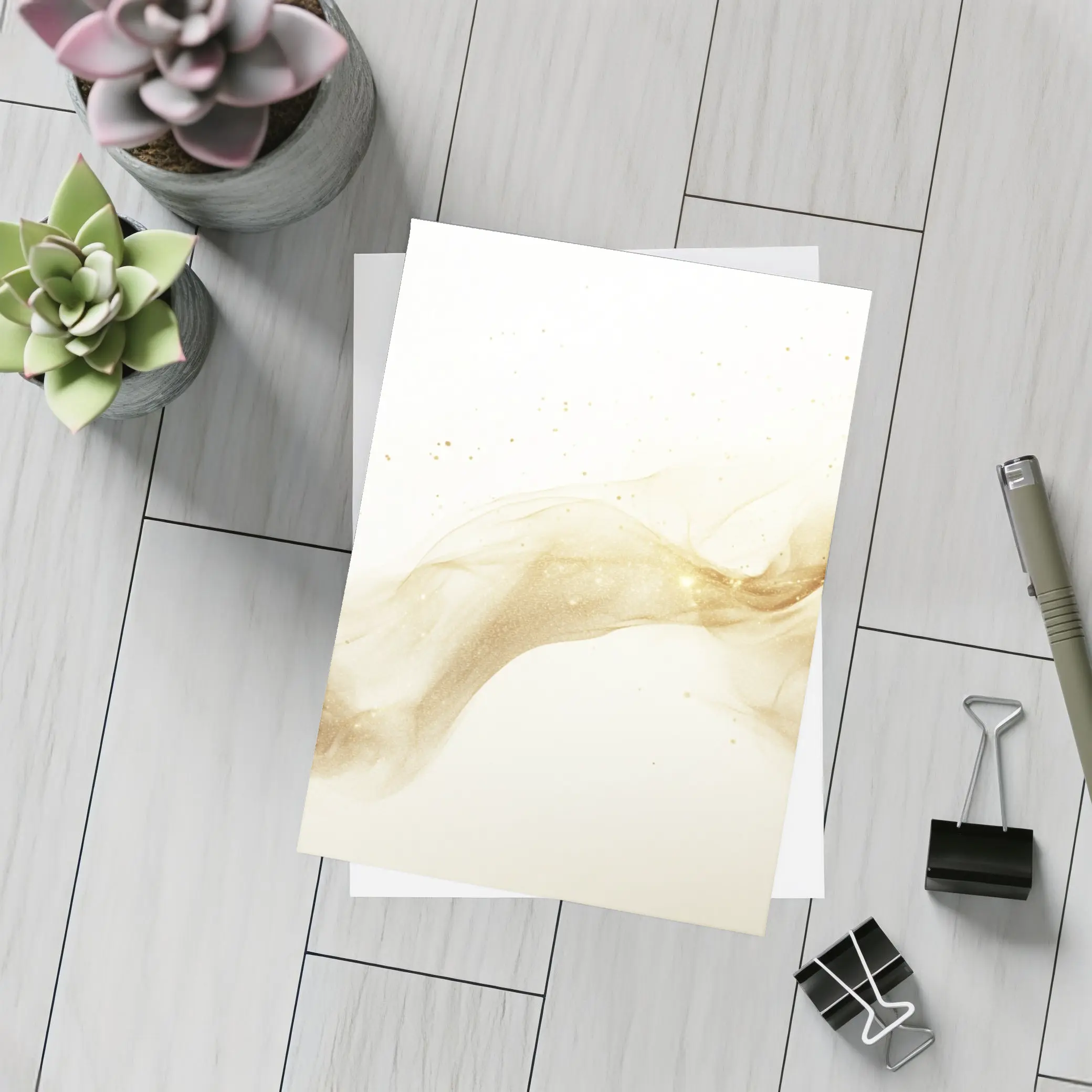 Gold Smoke Wave Abstract White Background – Postcards