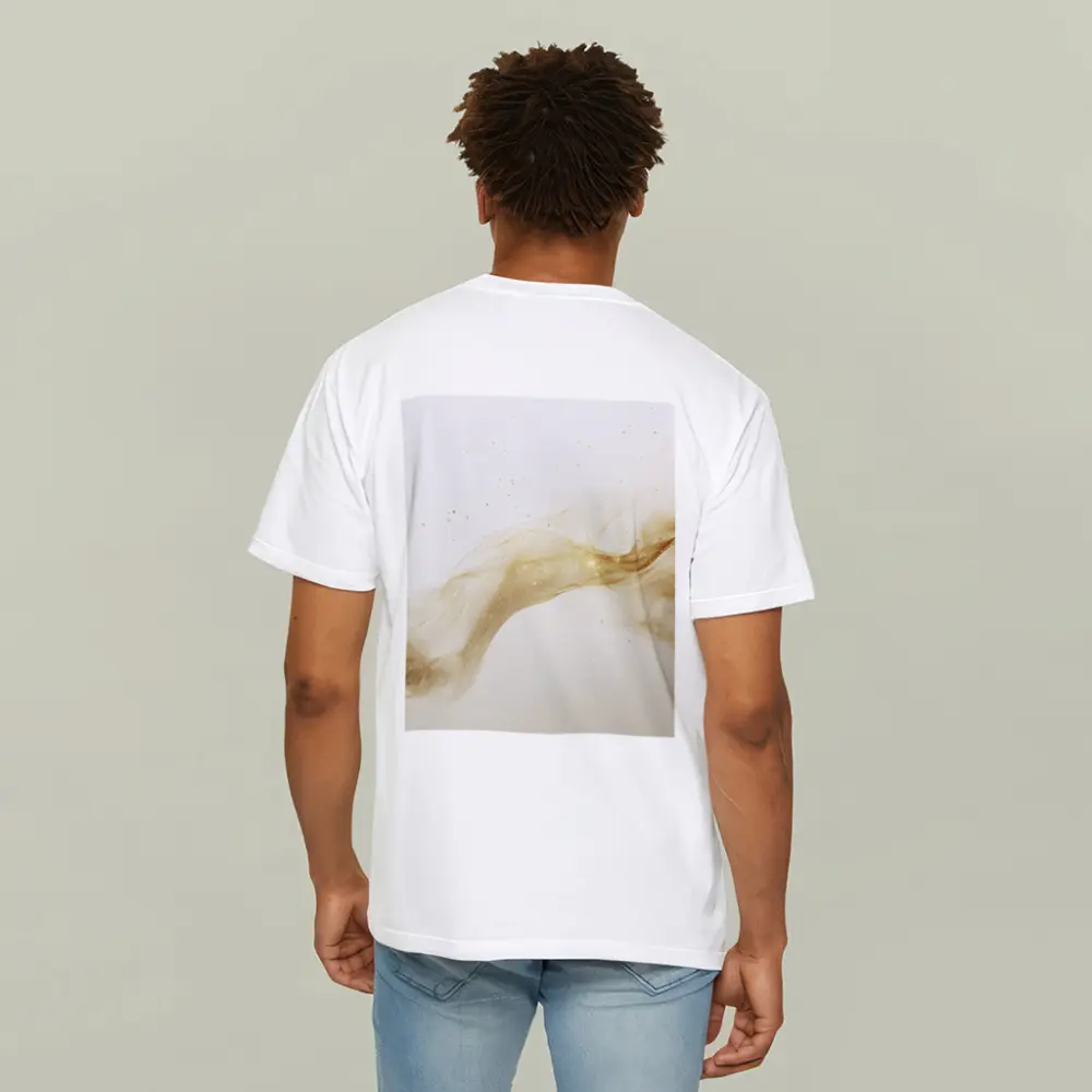 Gold Smoke Wave Abstract White Background – T-Shirts
