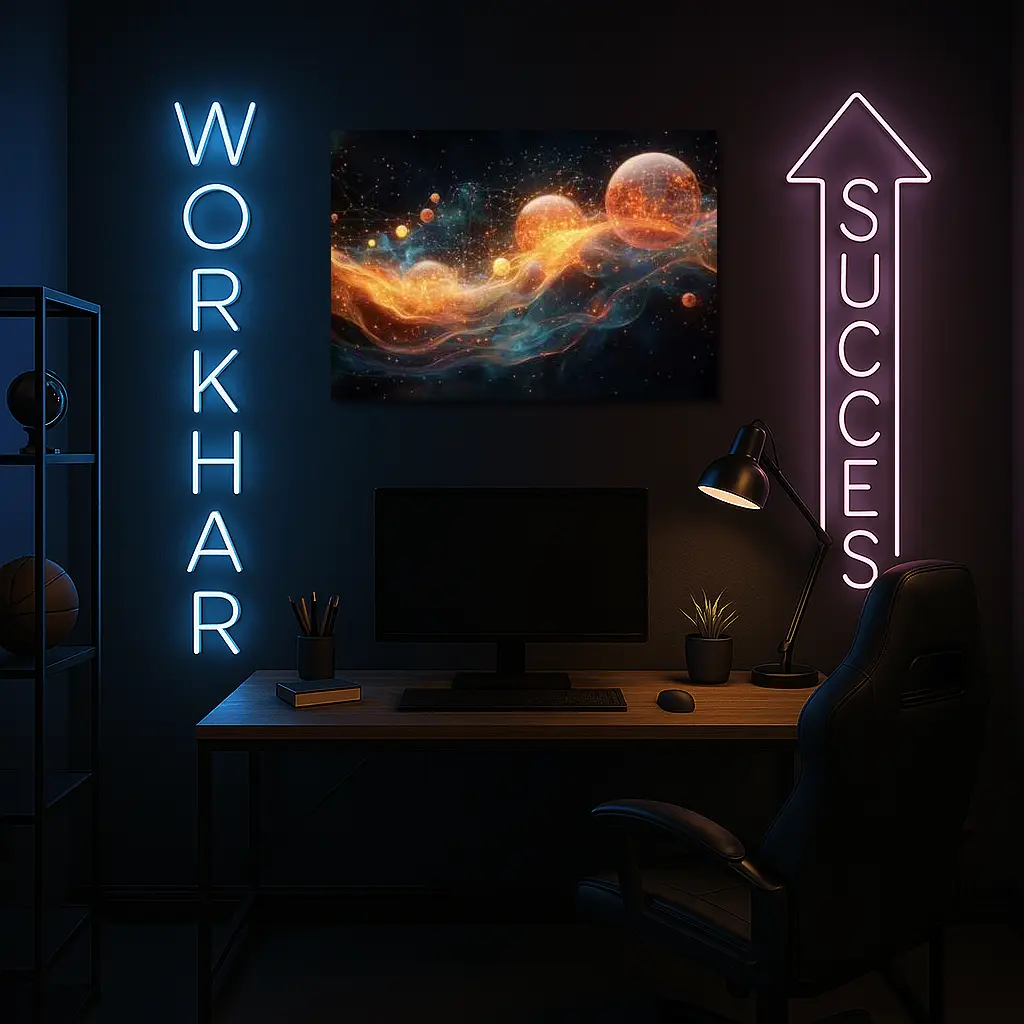 Glowing Orange Spheres Cosmic Energy Wave – Wall Art