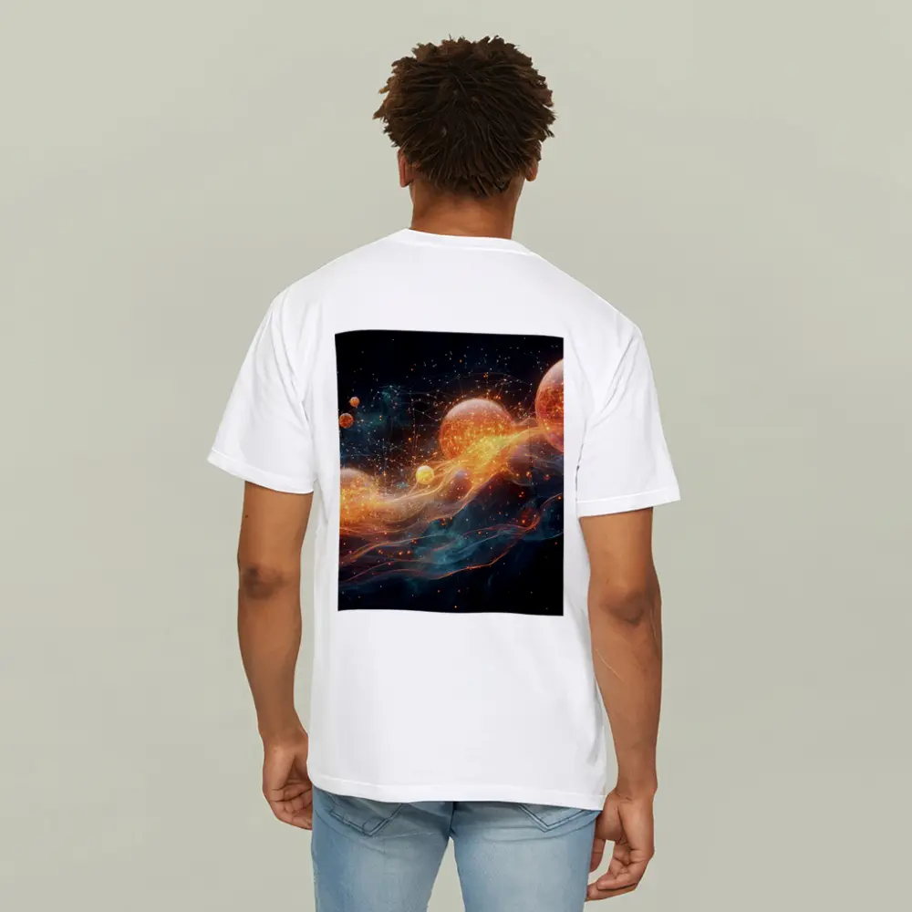 Glowing Orange Spheres Cosmic Energy Wave – T-Shirts