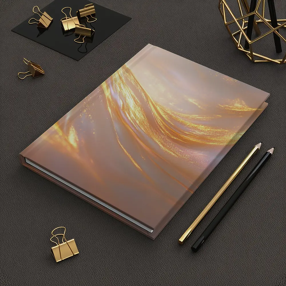 Gold Liquid Swirl Abstract Glowing Light – Notebooks