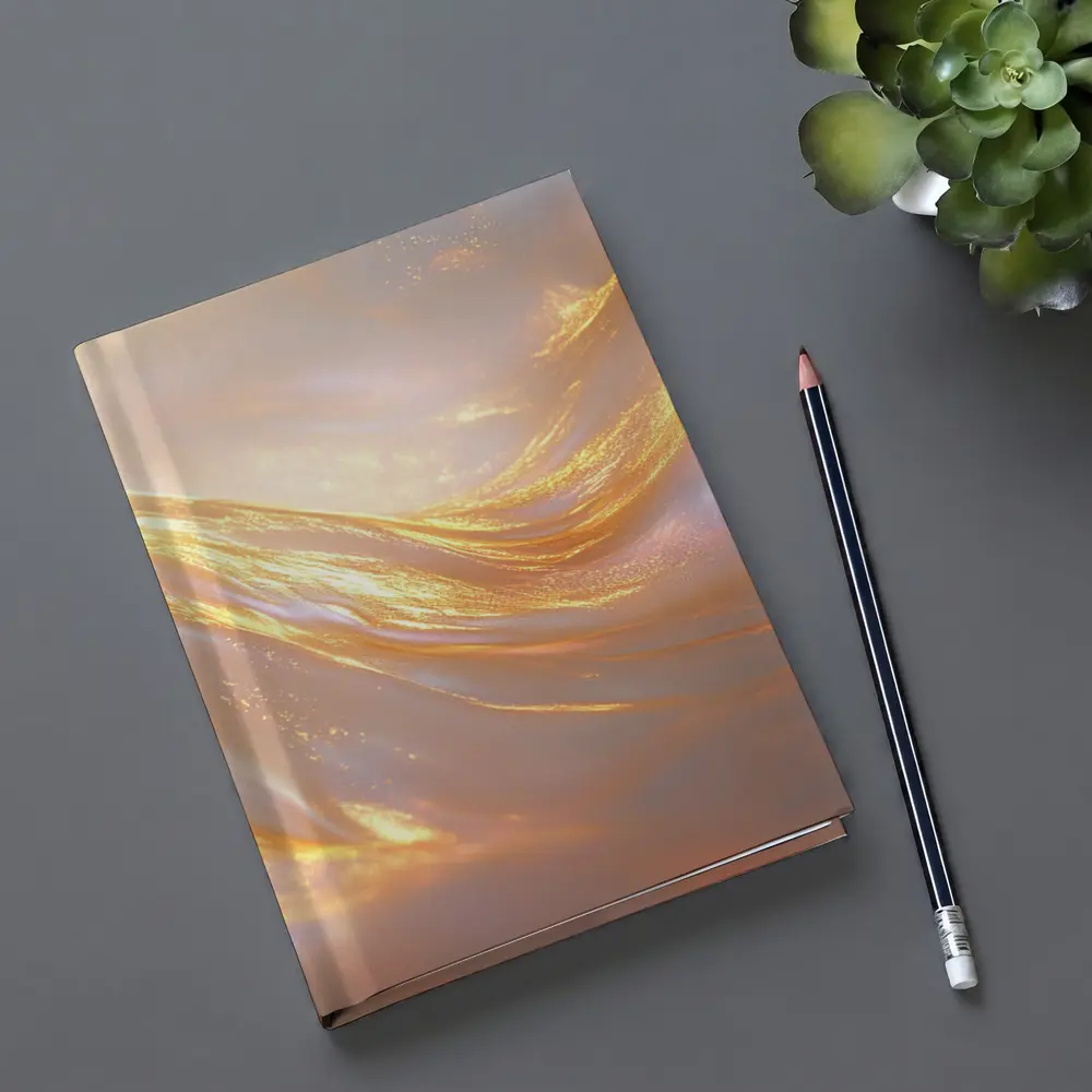 Gold Liquid Swirl Abstract Glowing Light – Notebooks