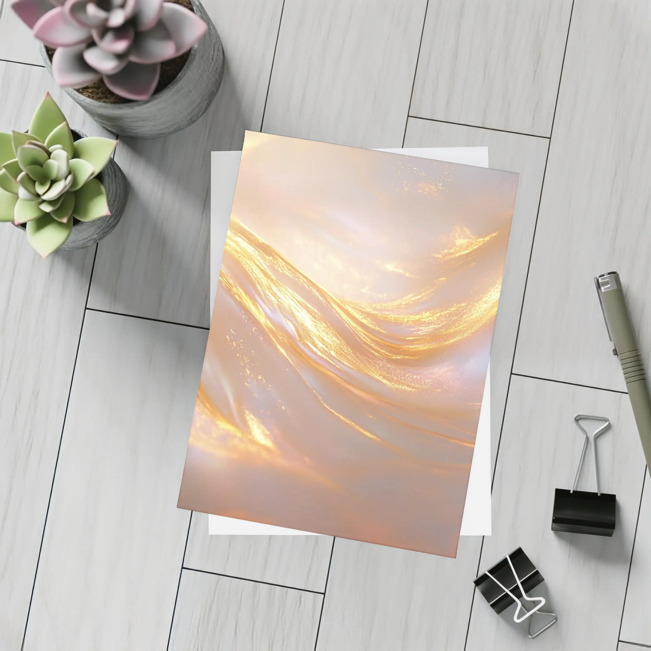 Gold Liquid Swirl Abstract Glowing Light – Postcards